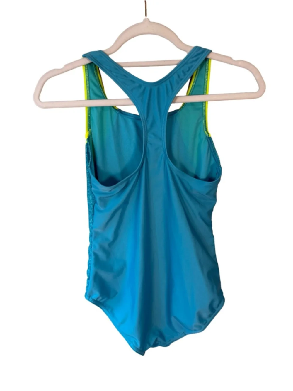 Speedo Teal with Neon Yellow Athletic One-Piece Swimsuit Size XL Beach Vacation